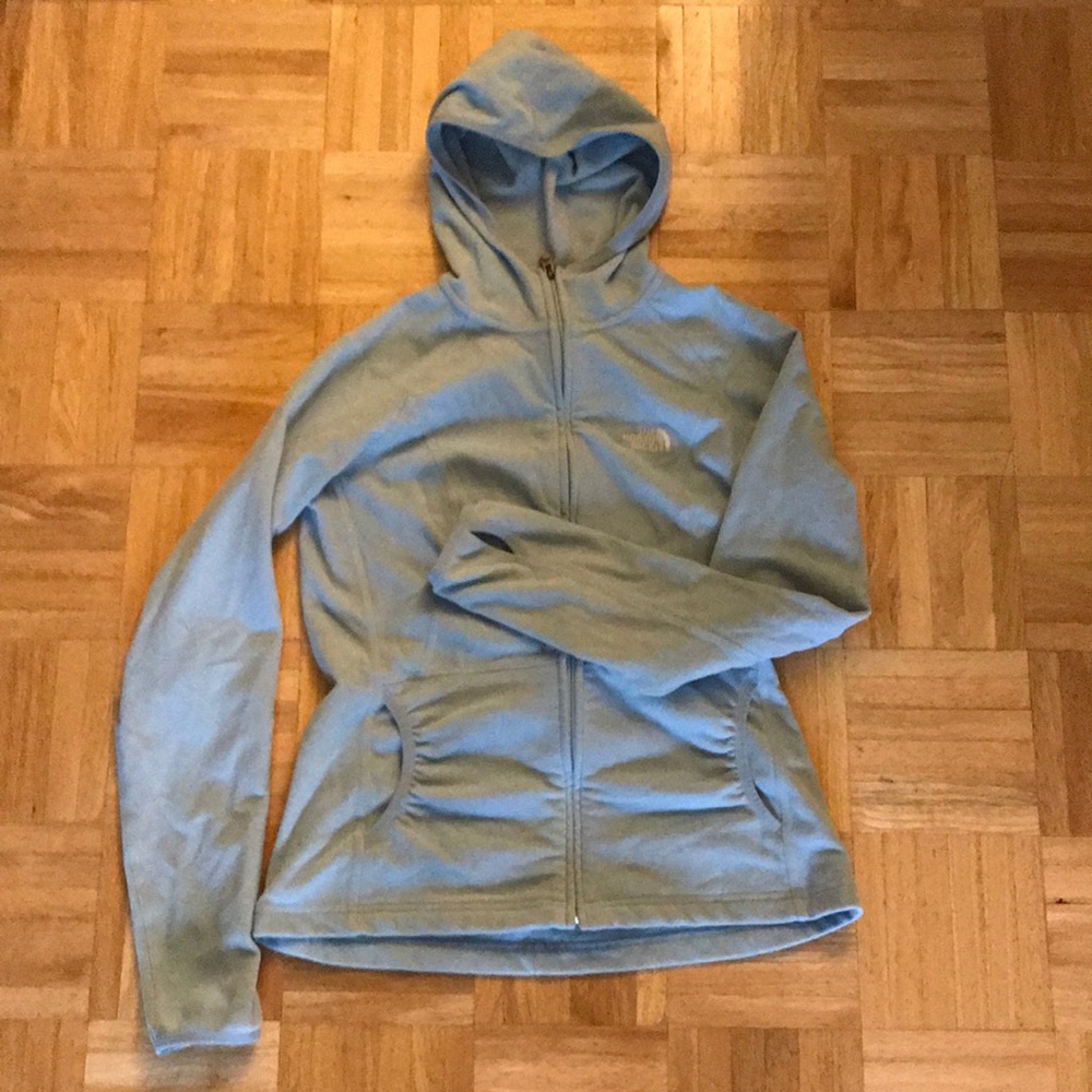 The North Face light blue zip up jacket w hoodie M